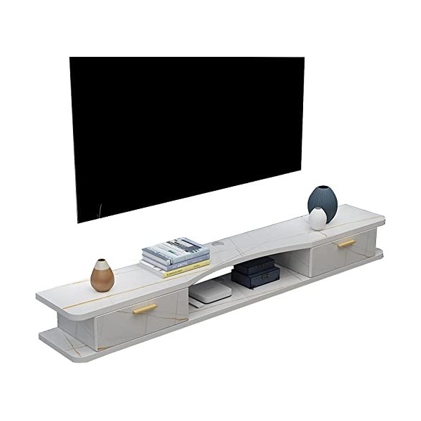 Suuim Meuble TV Mural, Meuble TV Flottant, étagère de Composants, Meuble TV Mural avec 2 Portes, Meuble TV Suspendu, étagère 