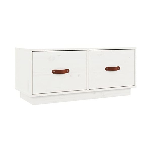 Meuble TV blanc 80x34x35 cm pin massif