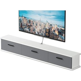 Suuim Meuble TV Mural, Meuble TV Flottant, Centre de Divertissement avec 3 Portes, étagère Murale pour Salon, Chambre à Couch