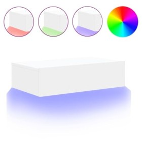 Meuble TV avec éclairage LED Blanc 60x35x15,5 cm - Meuble TV, Armoire Basse Centre, Support Télé pour Salon Chambre,