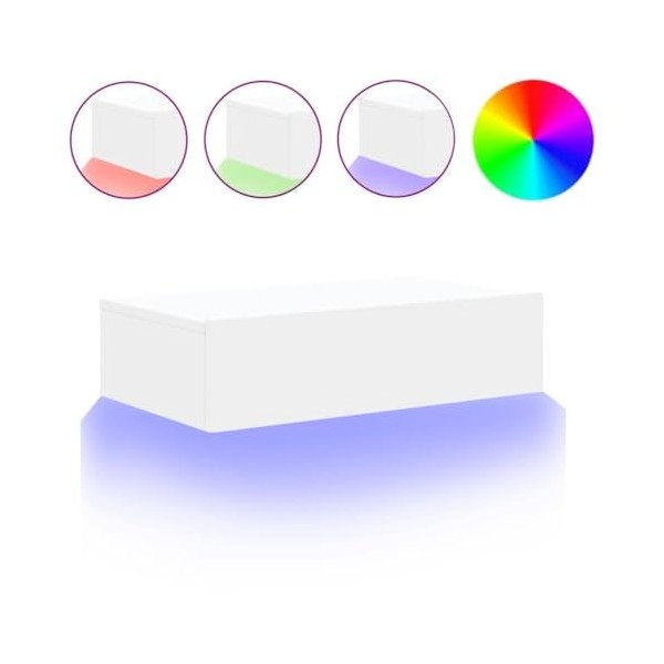 Meuble TV avec éclairage LED Blanc 60x35x15,5 cm - Meuble TV, Armoire Basse Centre, Support Télé pour Salon Chambre,