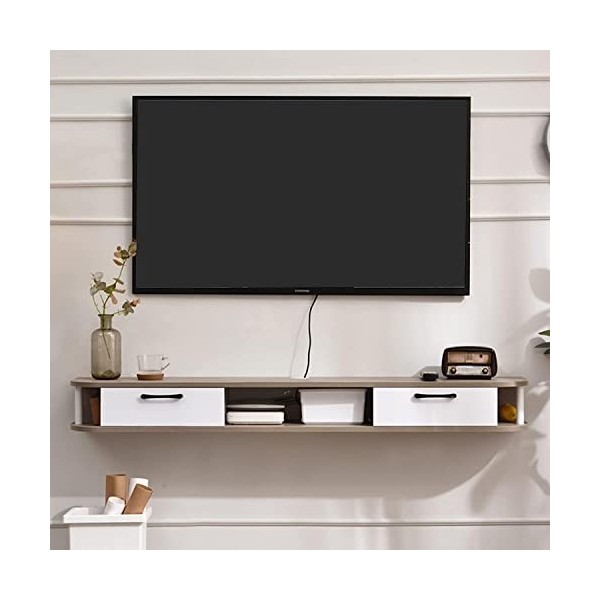 EsEntL Meuble TV Mural Meuble TV Flottant Mural, Meuble TV Mural avec 1 Porte, étagère de Rangement multimédia pour Salon et 