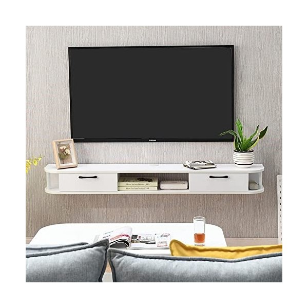 EsEntL Meuble TV Mural Meuble TV Flottant Mural, Meuble TV Mural avec 1 Porte, étagère de Rangement multimédia pour Salon et 