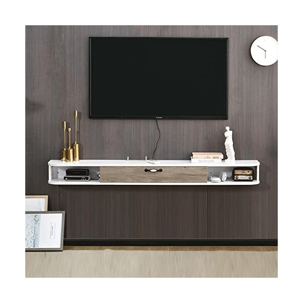 EsEntL Meuble TV Mural Meuble TV Flottant, Console multimédia Murale, étagère de Rangement multimédia pour Salon, Chambre à C