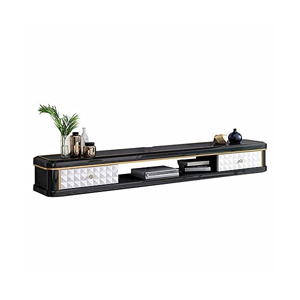 EsEntL Unité de Divertissement Flottante, Meuble TV Mural en Bois Massif avec Espace de Rangement Ouvert et 2 tiroirs, pour C
