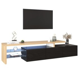 kubeier Meuble TV avec lumières LED, Buffet Bas, Meuble TV, Table TV, Meuble TV, Table avec éclairage LED et 3 armoires, étag
