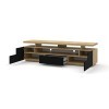 Eva Meuble TV bas 180 cm Meuble TV Table Buffet Double Plateau TV Commode HiFi Table chêne Artisan / noir mat avec éclairage