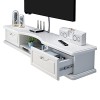 Console multimédia Murale avec 2 tiroirs, Meuble TV Blanc, étagère Flottante pour Composants de Meuble TV, étagère Audio vidé