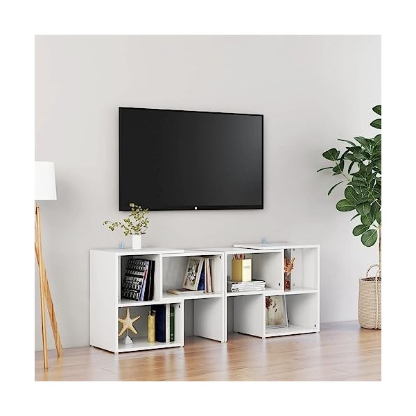 VEEKI Meuble TV, Meuble TV Suspendu, Meuble TV Blanc, Meuble TV Industriel, Meubles de Salon, Salon, Chambre, Cadre en Acier,