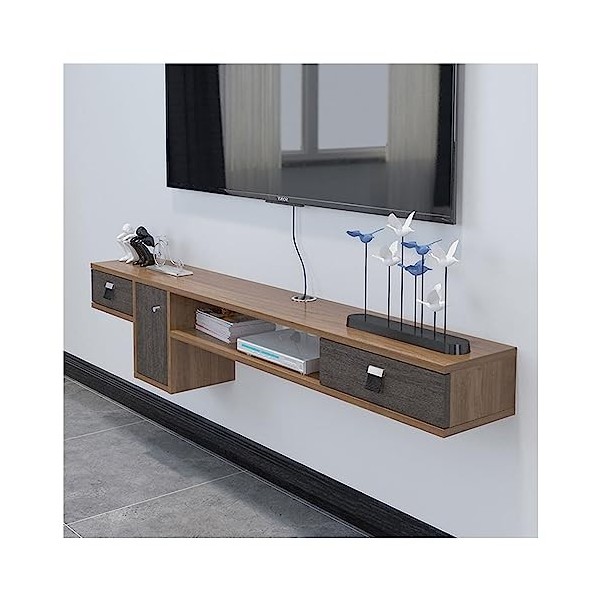 Étagère de Meuble TV Flottante, Console multimédia Murale, Support de Rangement Moderne pour Centre de Divertissement pour Sa