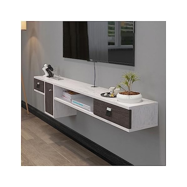 Étagère de Meuble TV Flottante, Console multimédia Murale, Support de Rangement Moderne pour Centre de Divertissement pour Sa