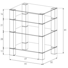 SONOROUS - Meuble HiFi 4 étagères. Verre Transparent/châssis Gris. réf. rx5040-tg. avec Roues.
