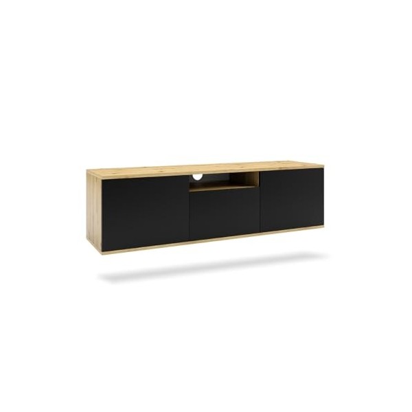 Petits-meubles Meuble TV Mural 3 Portes 150 cm Keen Bois et Noir
