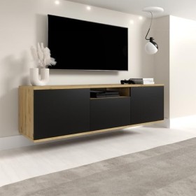 Petits-meubles Meuble TV Mural 3 Portes 150 cm Keen Bois et Noir
