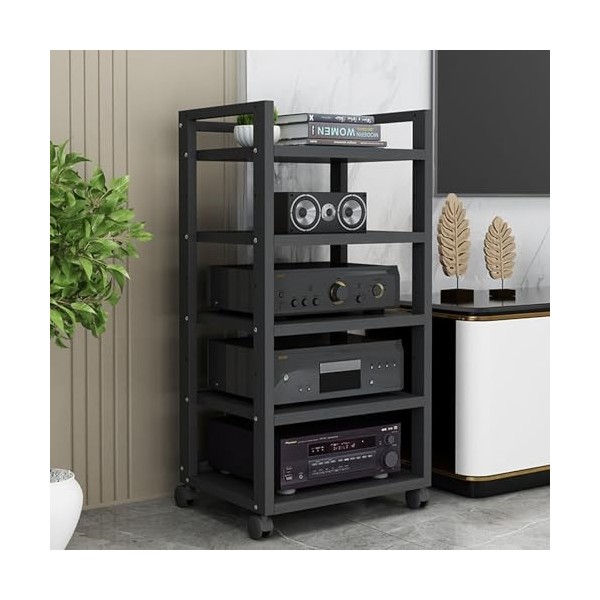 Étagères De Rangement Multimédia, Meuble Multimédia Audio-vidéo À 4/5/6 Niveaux avec Étagère en Bois Réglable en Hauteur Et R