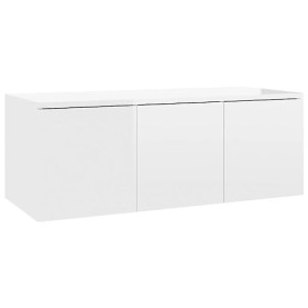 VEEKI Meuble TV, Meuble TV Suspendu, Meuble TV Blanc, Meuble TV Industriel, Meubles de Salon, Salon, Chambre, Cadre en Acier,