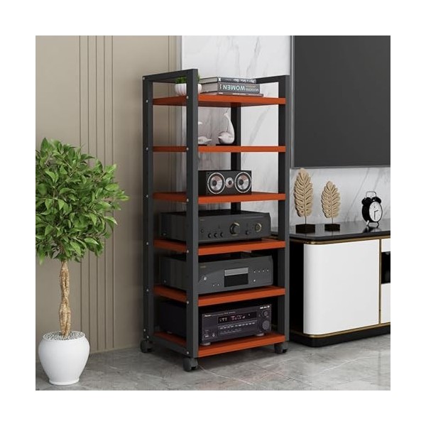Étagères De Rangement Multimédia, Meuble Multimédia Audio-vidéo À 4/5/6 Niveaux avec Étagère en Bois Réglable en Hauteur Et R