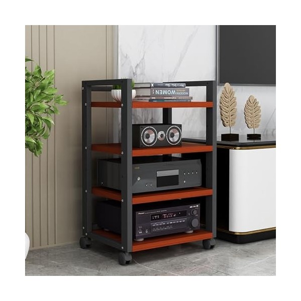 Étagères De Rangement Multimédia, Meuble Multimédia Audio-vidéo À 4/5/6 Niveaux avec Étagère en Bois Réglable en Hauteur Et R