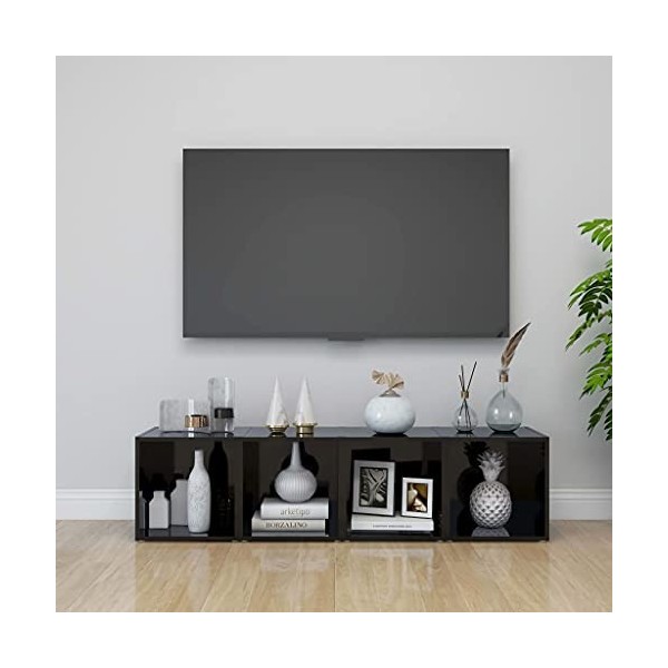 Meuble TV,Étagère TV Flottante, Support de Télévision Flottant Fixé au Mur Centre de Console Multimédia de Divertissement Gra