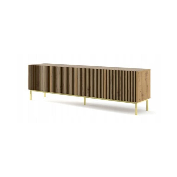 BIM Furniture Ravenna A 200 cm 4D avec façade fraisée en MDF de qualité supérieure Meuble TV Table Buffet Hi-Fi Table TV scan