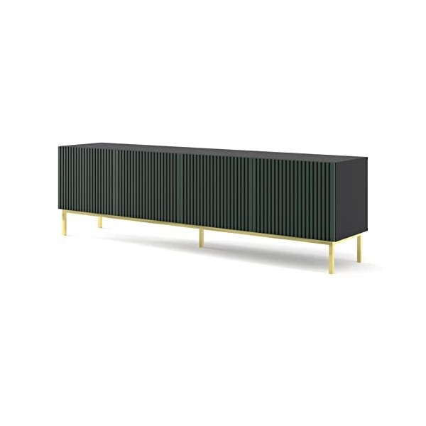 BIM Furniture Ravenna A 200 cm 4D avec façade fraisée en MDF de qualité supérieure Meuble TV Table Buffet Hi-Fi Table TV scan