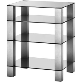 RO&CO - Meuble HiFi à 4 étagères. Avec roulettes. Verres transparents/Châssis Gris- Réf. 5040-RC