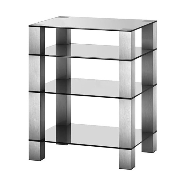 RO&CO - Meuble HiFi à 4 étagères. Avec roulettes. Verres transparents/Châssis Gris- Réf. 5040-RC