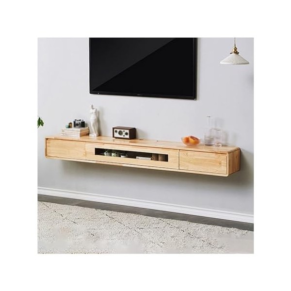Meuble TV Flottant Moderne, avec 2 Tiroirs, Console Multimédia De Divertissement, Étagère Murale pour Salon Et Chambre À Couc