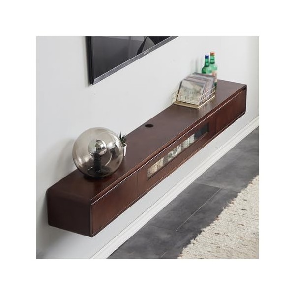 Meuble TV Flottant Moderne, avec 2 Tiroirs, Console Multimédia De Divertissement, Étagère Murale pour Salon Et Chambre À Couc