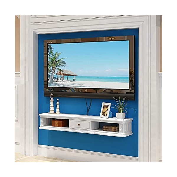 EsEntL Meuble TV, Meuble TV, étagères flottantes, étagère Flottante pour Meuble TV, Panneau Tricolore 80/100/120/140 cm, Cons