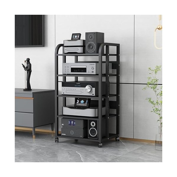 Chariot De Rangement Mobile Multifonction À 5 Niveaux, Support For Lecteur DVD Et CD, Support For Amplificateur, Composant Au