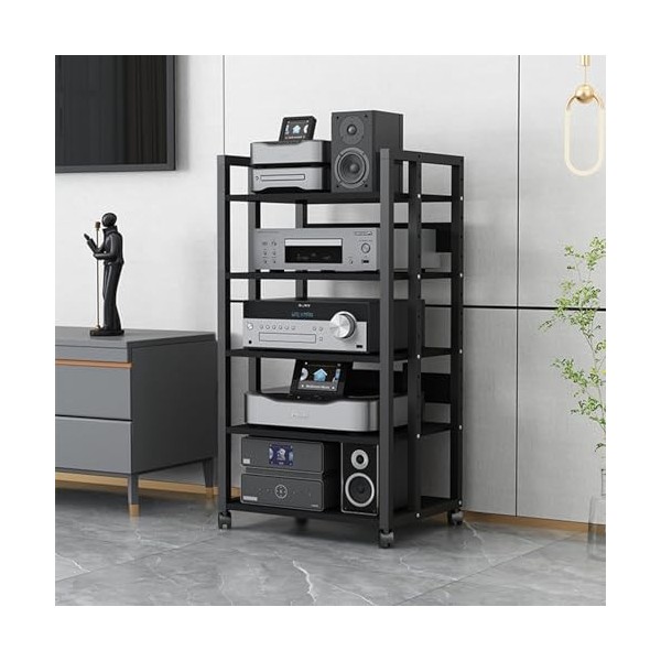 Chariot De Rangement Mobile Multifonction À 5 Niveaux, Support For Lecteur DVD Et CD, Support For Amplificateur, Composant Au