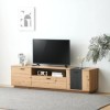 Meuble TV spacieux - 1,8 m pour TV 80", MDF, Grain de Bois, Meuble TV Coins arrondis, rangements astucieux, 2 Portes de Meubl
