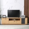 Meuble TV spacieux - 1,8 m pour TV 80", MDF, Grain de Bois, Meuble TV Coins arrondis, rangements astucieux, 2 Portes de Meubl
