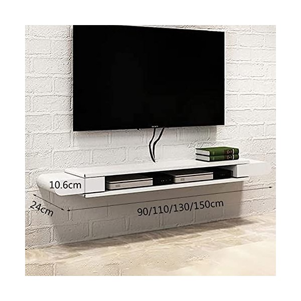 Suuim Meuble TV Mural, unité Murale Flottante pour TV, Support TV Flottant, étagère pour Salon, Chambre à Coucher, Blanc, 110