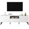kubeier Meuble TV Bas Meuble TV Blanc 170 cm pour téléviseurs 70 Pouces, Meuble TV Bois avec 2 Portes et 2 tiroirs, Meuble Ba