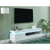 Vente-unique Meuble TV Emerson II - 1 Porte & 2 tiroirs - MDF laqué Blanc - LEDs