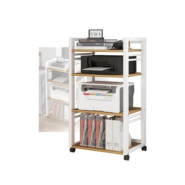 BZJPRFC Support Multimédia for Composants Audio/vidéo, Tour Audio Stéréo avec 4 Étagères avec Support en Bois Réglable en Hau