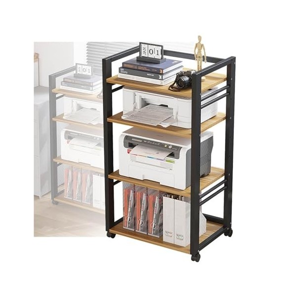 BZJPRFC Support Multimédia for Composants Audio/vidéo, Tour Audio Stéréo avec 4 Étagères avec Support en Bois Réglable en Hau