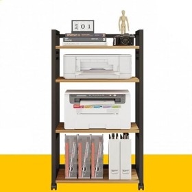 Support Multimédia Audio Audio Vidéo avec 4 Étagères, Tour Audio Stéréo avec Support en Bois Réglable en Hauteur for La Maiso