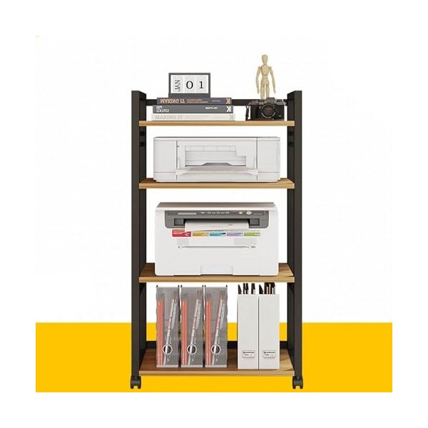 Support Multimédia Audio Audio Vidéo avec 4 Étagères, Tour Audio Stéréo avec Support en Bois Réglable en Hauteur for La Maiso