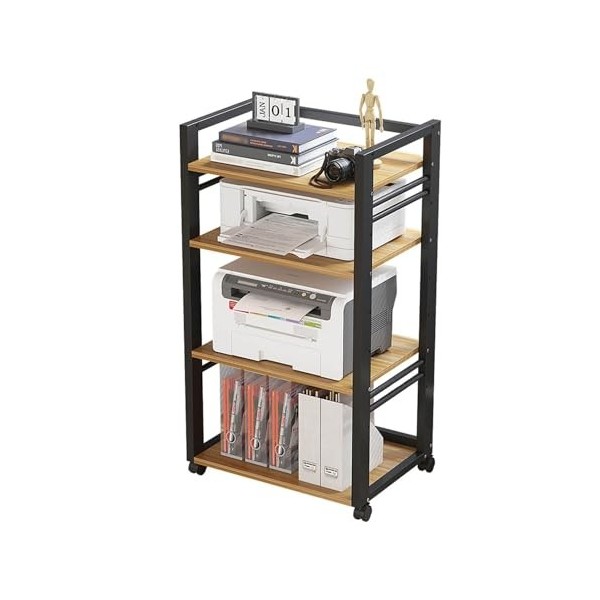 BZJPRFC Support Multimédia for Composants Audio/vidéo avec 4 Étagères, Tour Audio Stéréo avec Support en Bois Réglable en Hau