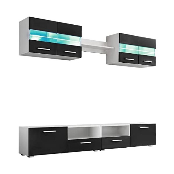 Meuble TV, Meuble TV Suspendu, Meuble TV LED, Meuble TV Industriel, Meuble Chambre, Convient pour Salon ou Chambre, Ensemble 