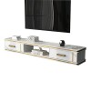 Meuble TV Flottant, Étagère de Rangement pour Meuble TV Mural avec 2 Tiroirs, Bois de Pin, Console Multimédia Murale, Support