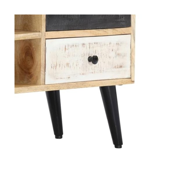 CARESHINE [Meuble TV en Bois Massif fabriqué à la Main] – Meubles en Bois sculpté, Meuble de Rangement Rustique pour Salon, C
