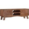 Suuim Meuble TV Classique en Bois avec Espace de Rangement, Centre de Divertissement en Bois de manguier Brut, Console TV, Me