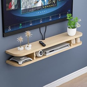 Meuble TV Flottant Meuble TV Flottant, Étagère Flottante Meuble TV Mural Étagère de Rangement Multimédia pour Boîtes de Câble