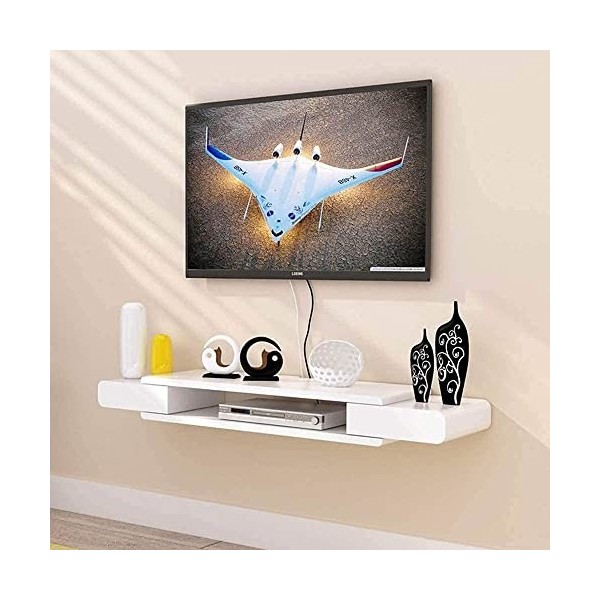 EsEntL Meuble TV Unités Murales TV pour Salon Étagère Flottante Meuble TV Mural Lecteur DVD/Blu-Ray Support de Fond Boîtier T