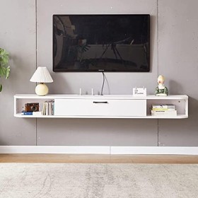 EsEntL Meuble TV Mural Meuble TV Flottant Mural, Meuble TV Mural avec 1 Porte, étagère de Rangement multimédia pour Salon et 