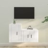 Meuble TV 2 pièces en bois blanc brillant